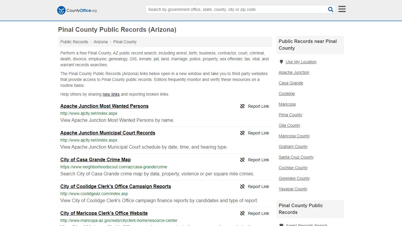 Public Records - Pinal County, AZ (Business, Criminal, GIS, Property ...